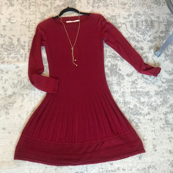 Max Studio Red Long Sleeve Knit Dress Size S - Picture 2 of 8